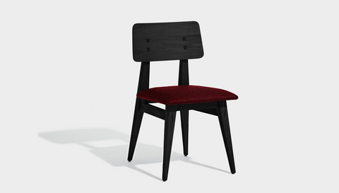 reddie-raw dining chair 45W x 54D x 82H *cm (45H seat) / Solid Reclaimed Teak Wood~Black / Fabric~Davano Sangria Vinny Dining Chair