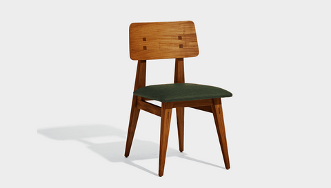 reddie-raw dining chair 45W x 54D x 82H *cm (45H seat) / Solid Reclaimed Teak Wood~Natural / Fabric~Davano Green Vinny Dining Chair