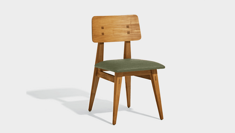 reddie-raw dining chair 45W x 54D x 82H *cm (45H seat) / Solid Reclaimed Teak Wood~Oak / Fabric~Blush Green Vinny Dining Chair