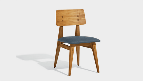 reddie-raw dining chair 45W x 54D x 82H *cm (45H seat) / Solid Reclaimed Teak Wood~Oak / Fabric~Blush Navy Vinny Dining Chair