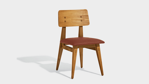 reddie-raw dining chair 45W x 54D x 82H *cm (45H seat) / Solid Reclaimed Teak Wood~Oak / Fabric~Blush Rust Vinny Dining Chair