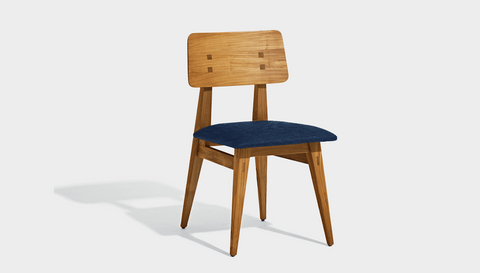 reddie-raw dining chair 45W x 54D x 82H *cm (45H seat) / Solid Reclaimed Teak Wood~Oak / Fabric~Davano Cobalt Vinny Dining Chair