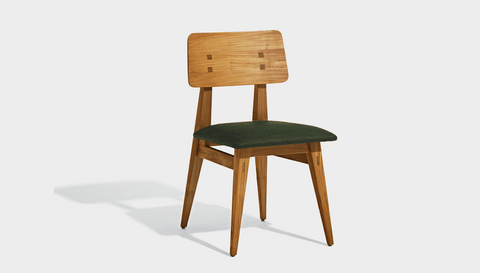 reddie-raw dining chair 45W x 54D x 82H *cm (45H seat) / Solid Reclaimed Teak Wood~Oak / Fabric~Davano Green Vinny Dining Chair