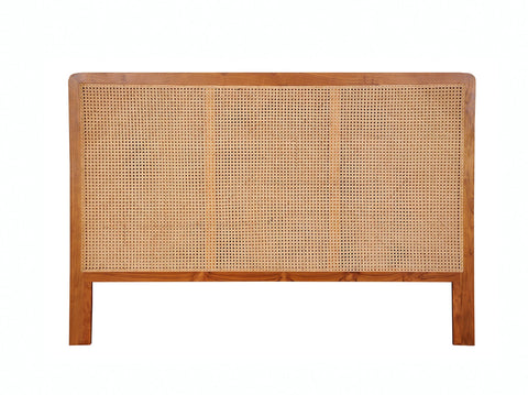 reddie-raw beds Queen 161cm W x 3cm D x 100cm H / Wood Teak~Natural Vinny Rattan Bedhead*