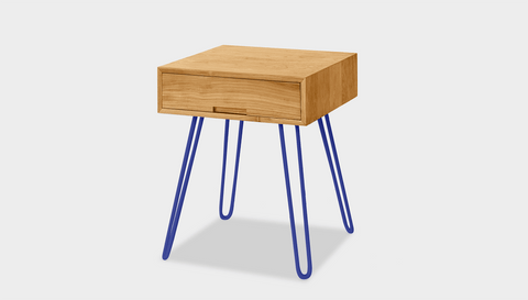 reddie-raw bedside table 45W x 45D x 55H *cm / Solid Reclaimed Wood~Oak / Metal~Navy Willy Bedside Table High Square