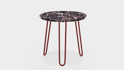 reddie-raw round side table 45dia x 45H *cm / Stone~Black Veined Marble / Metal~Rust Willy Side Table Round