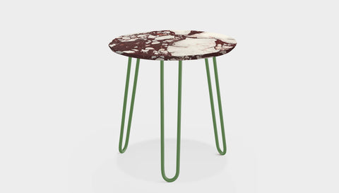 reddie-raw round side table 45dia x 45H *cm / Stone~Calacatta Viola / Metal~Green Willy Side Table Round