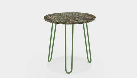 reddie-raw round side table 45dia x 45H *cm / Stone~Forest Green / Metal~Green Willy Side Table Round