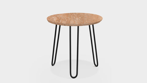 reddie-raw round side table 45dia x 45H *cm / Stone~Peach / Metal~Black Willy Side Table Round