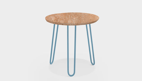 reddie-raw round side table 45dia x 45H *cm / Stone~Peach / Metal~Blue Willy Side Table Round