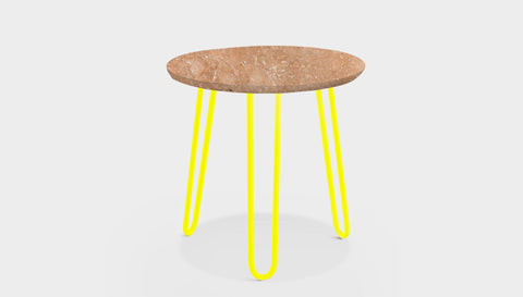 reddie-raw round side table 45dia x 45H *cm / Stone~Peach / Metal~Yellow Willy Side Table Round