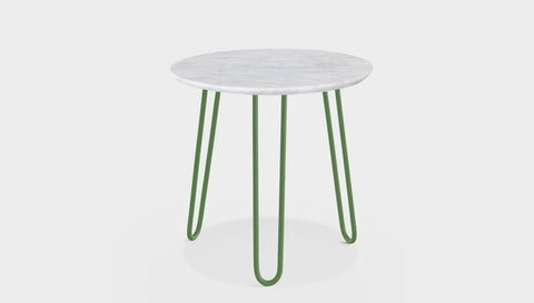 reddie-raw round side table 45dia x 45H *cm / Stone~White Veined Marble / Metal~Green Willy Side Table Round