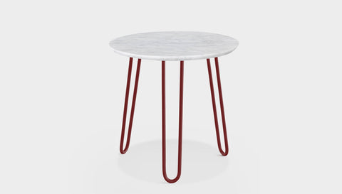 reddie-raw round side table 45dia x 45H *cm / Stone~White Veined Marble / Metal~Rust Willy Side Table Round