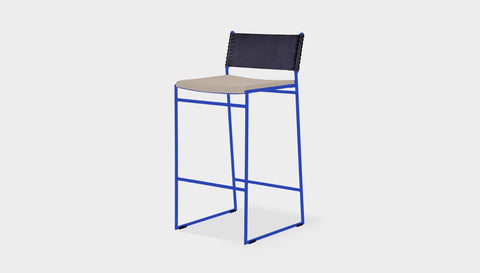reddie-raw dining chair 47W x 49D x 90H *cm (65H seat) / Fabric~Vienna Custard / Metal~Navy Willy Sling Bar Stool