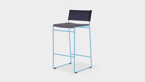reddie-raw dining chair 47W x 49D x 90H *cm (65H seat) / Fabric~Vienna Midgrey / Metal~Blue Willy Sling Bar Stool