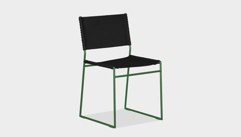 reddie-raw dining chair 47W x 49D x 83H *cm (46H seat) / Leather~Black / Metal~Green Willy Sling Dining Chair