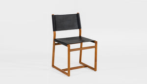 reddie-raw dining chair 50W x 51D x 83H *cm (45H seat) / Leather~Black / Solid Reclaimed Teak Wood~Natural Willy Sling Dining Chair Wood