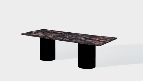 Reddie Design rectangular 240L x 100D x 75H *cm / Stone~Black Veined Marble / Metal~Black Dora Drum Table - Marble