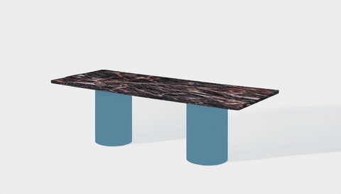 Reddie Design rectangular 240L x 100D x 75H *cm / Stone~Black Veined Marble / Metal~Blue Dora Drum Table - Marble