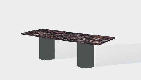 Reddie Design rectangular 240L x 100D x 75H *cm / Stone~Black Veined Marble / Metal~Grey Dora Drum Table - Marble
