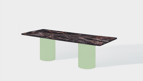 Reddie Design rectangular 240L x 100D x 75H *cm / Stone~Black Veined Marble / Metal~Mint Dora Drum Table - Marble