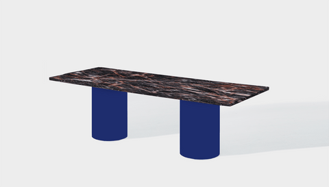 Reddie Design rectangular 240L x 100D x 75H *cm / Stone~Black Veined Marble / Metal~Navy Dora Drum Table - Marble