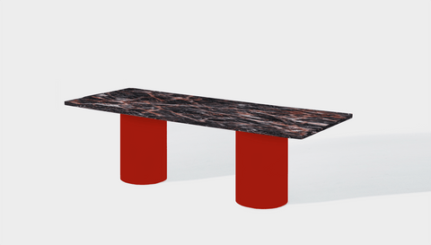 Reddie Design rectangular 240L x 100D x 75H *cm / Stone~Black Veined Marble / Metal~Red Dora Drum Table - Marble