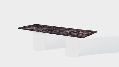 Reddie Design rectangular 240L x 100D x 75H *cm / Stone~Black Veined Marble / Metal~White Dora Drum Table - Marble