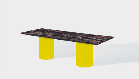 Reddie Design rectangular 240L x 100D x 75H *cm / Stone~Black Veined Marble / Metal~Yellow Dora Drum Table - Marble