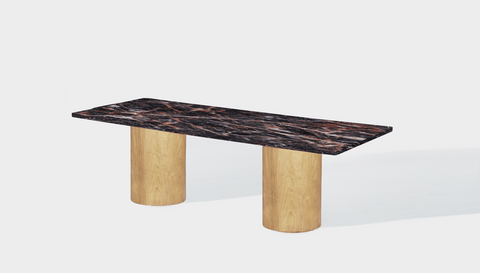 Reddie Design rectangular 240L x 100D x 75H *cm / Stone~Black Veined Marble / Wood Veneer~Oak Dora Drum Table - Marble