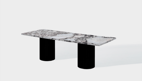 Reddie Design rectangular 240L x 100D x 75H *cm / Stone~Calacatta Viola / Metal~Black Dora Drum Table - Marble