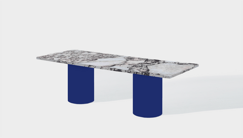 Reddie Design rectangular 240L x 100D x 75H *cm / Stone~Calacatta Viola / Metal~Blue Dora Drum Table - Marble