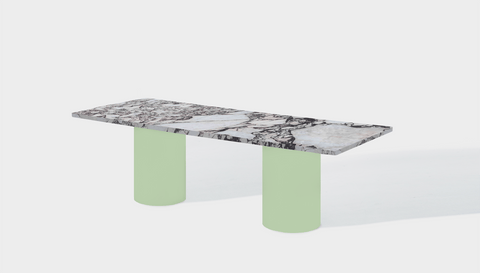 Reddie Design rectangular 240L x 100D x 75H *cm / Stone~Calacatta Viola / Metal~Mint Dora Drum Table - Marble