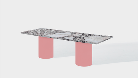 Reddie Design rectangular 240L x 100D x 75H *cm / Stone~Calacatta Viola / Metal~Pink Dora Drum Table - Marble