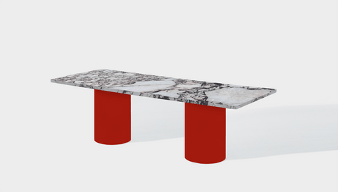 Reddie Design rectangular 240L x 100D x 75H *cm / Stone~Calacatta Viola / Metal~Red Dora Drum Table - Marble