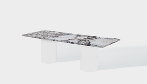 Reddie Design rectangular 240L x 100D x 75H *cm / Stone~Calacatta Viola / Metal~White Dora Drum Table - Marble