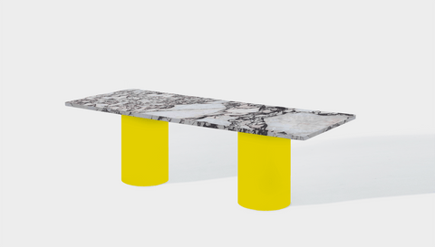 Reddie Design rectangular 240L x 100D x 75H *cm / Stone~Calacatta Viola / Metal~Yellow Dora Drum Table - Marble