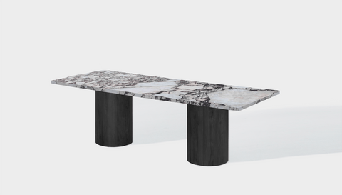Reddie Design rectangular 240L x 100D x 75H *cm / Stone~Calacatta Viola / Wood Veneer~Black Dora Drum Table - Marble