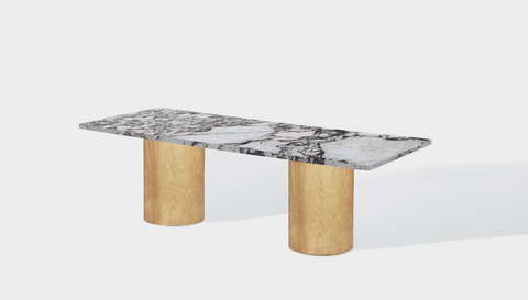 Reddie Design rectangular 240L x 100D x 75H *cm / Stone~Calacatta Viola / Wood Veneer~Oak Dora Drum Table - Marble