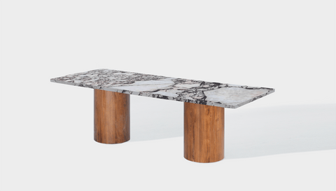 Reddie Design rectangular 240L x 100D x 75H *cm / Stone~Calacatta Viola / Wood Veneer~Teak Dora Drum Table - Marble