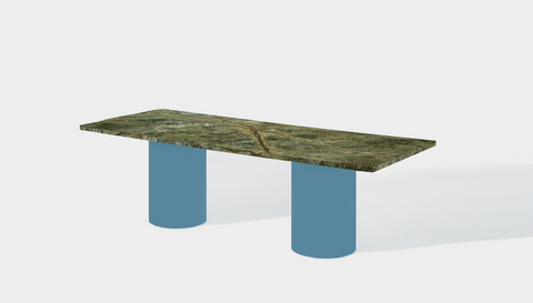 Reddie Design rectangular 240L x 100D x 75H *cm / Stone~Forest Green / Metal~Blue Dora Drum Table - Marble