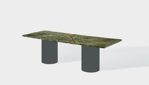 Reddie Design rectangular 240L x 100D x 75H *cm / Stone~Forest Green / Metal~Grey Dora Drum Table - Marble