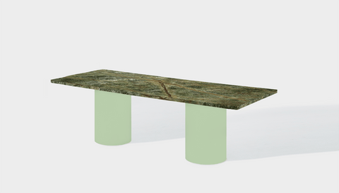 Reddie Design rectangular 240L x 100D x 75H *cm / Stone~Forest Green / Metal~Mint Dora Drum Table - Marble