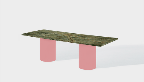 Reddie Design rectangular 240L x 100D x 75H *cm / Stone~Forest Green / Metal~Pink Dora Drum Table - Marble