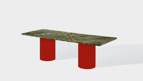 Reddie Design rectangular 240L x 100D x 75H *cm / Stone~Forest Green / Metal~Red Dora Drum Table - Marble