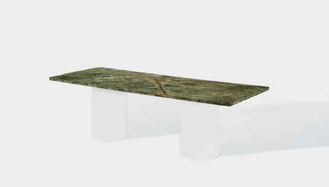 Reddie Design rectangular 240L x 100D x 75H *cm / Stone~Forest Green / Metal~White Dora Drum Table - Marble