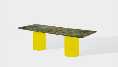 Reddie Design rectangular 240L x 100D x 75H *cm / Stone~Forest Green / Metal~Yellow Dora Drum Table - Marble