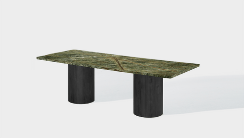 Reddie Design rectangular 240L x 100D x 75H *cm / Stone~Forest Green / Wood Veneer~Black Dora Drum Table - Marble