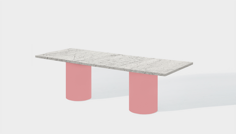Reddie Design rectangular 240L x 100D x 75H *cm / Stone~White Veined Marble / Metal~Pink Dora Drum Table - Marble