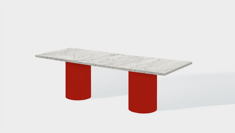Reddie Design rectangular 240L x 100D x 75H *cm / Stone~White Veined Marble / Metal~Red Dora Drum Table - Marble